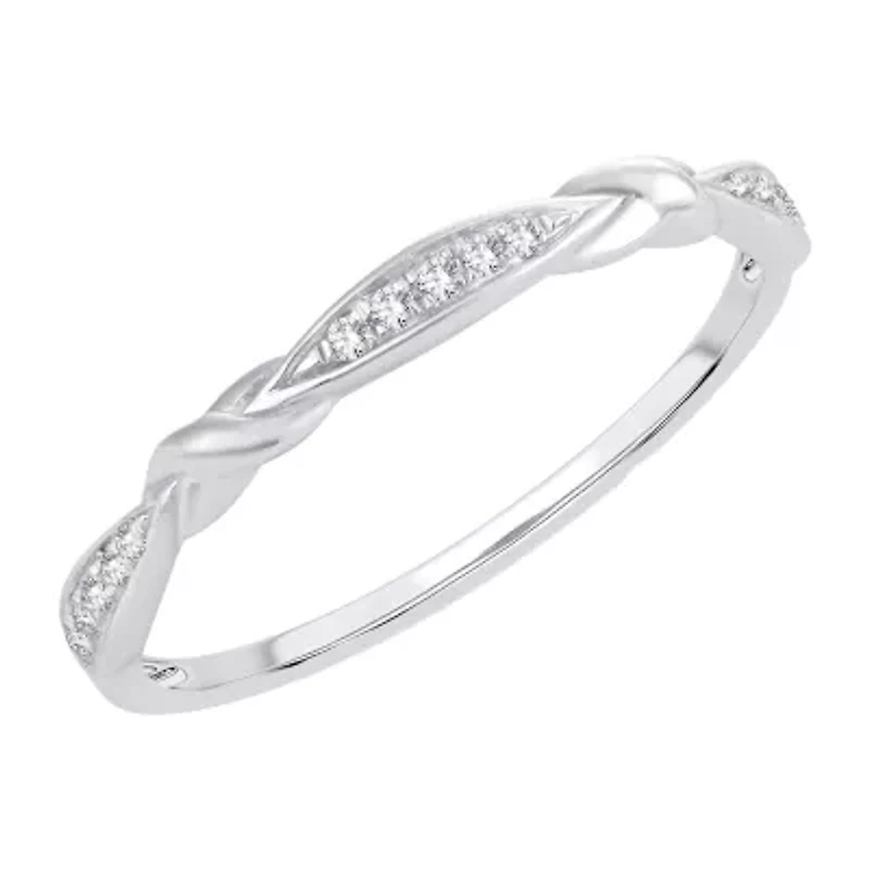 Womens Diamond Accent Natural White 10K Gold Wedding Band