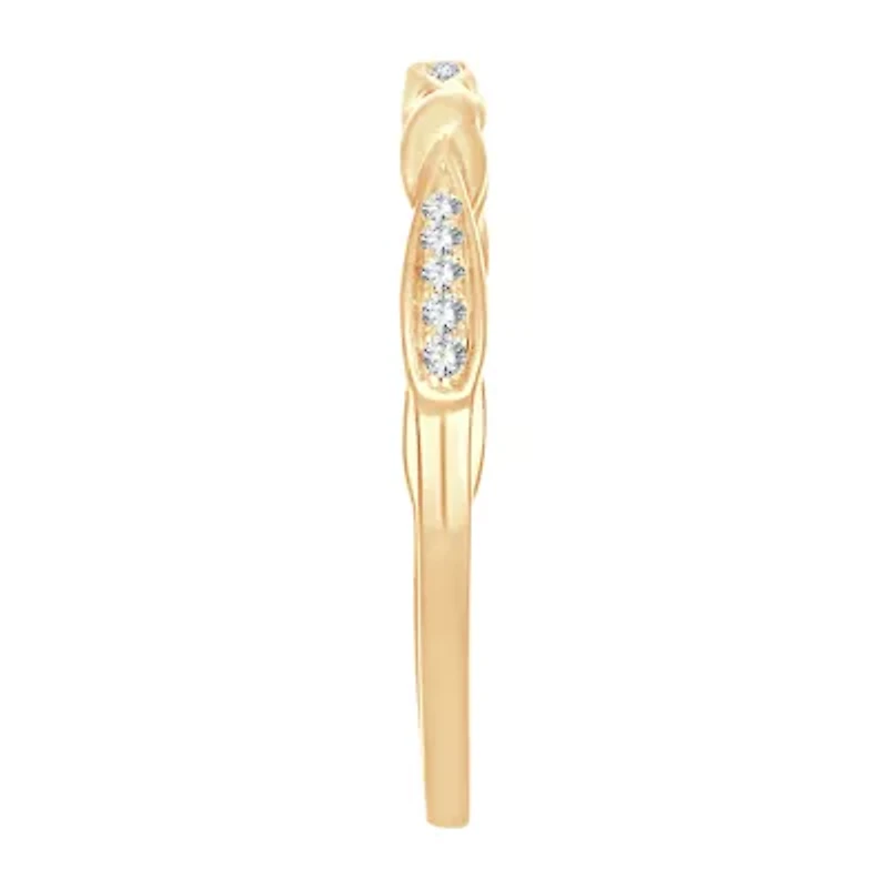 Womens Diamond Accent Natural White 10K Gold Wedding Band