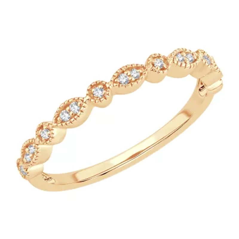 Womens Diamond Accent Natural White 10K Gold Wedding Band