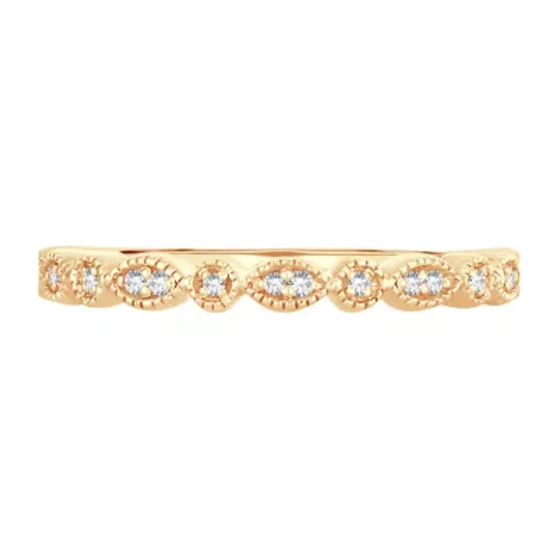 Womens Diamond Accent Natural White 10K Gold Wedding Band