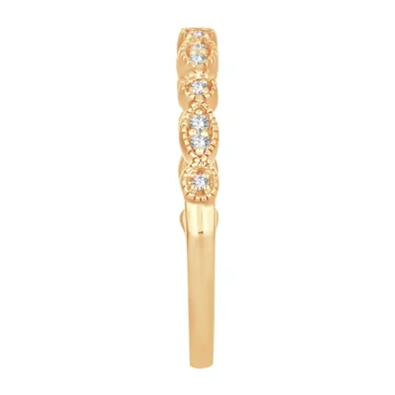 Womens Diamond Accent Natural White 10K Gold Wedding Band