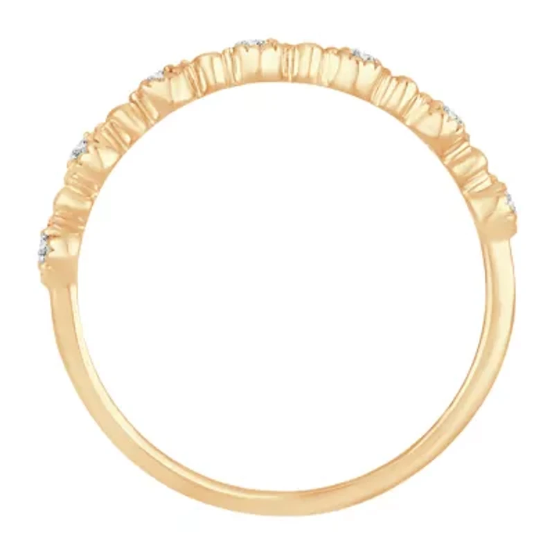 Womens 1/ CT. T.W. Natural White Diamond 10K Gold Wedding Band