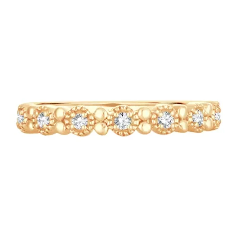 Womens 1/ CT. T.W. Natural White Diamond 10K Gold Wedding Band