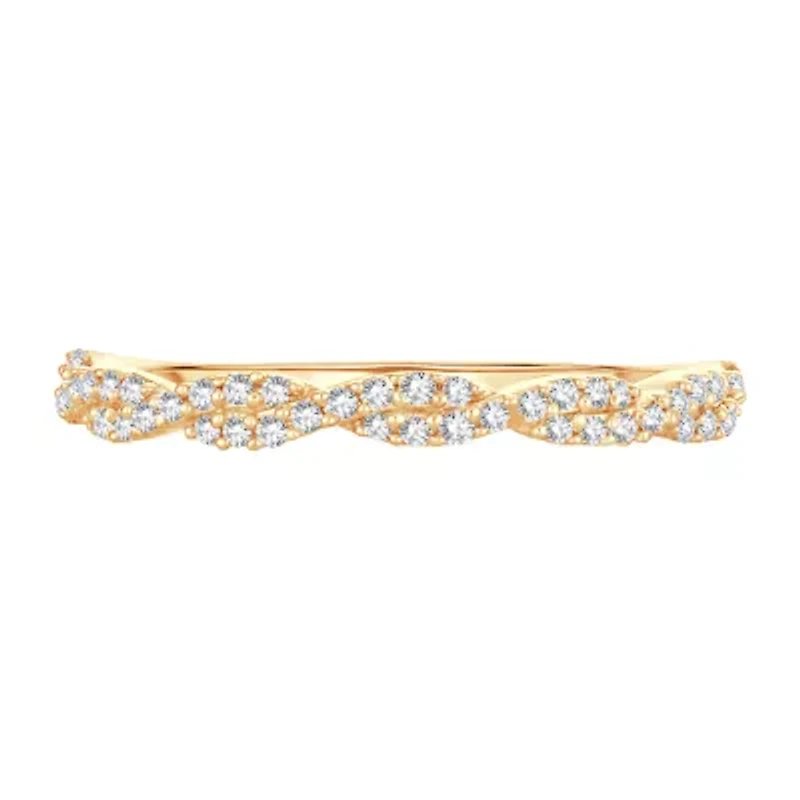 Womens 1/ CT. T.W. Natural White Diamond 10K White Gold Wedding Band