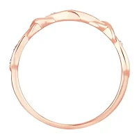 Womens Diamond Accent Natural White 10K Rose Gold Wedding Band