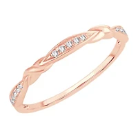 Womens Diamond Accent Natural White 10K Rose Gold Wedding Band