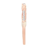Womens Diamond Accent Natural White 10K Rose Gold Wedding Band