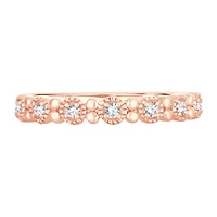 Womens 1/ CT. T.W. Natural White Diamond 10K Rose Gold Wedding Band