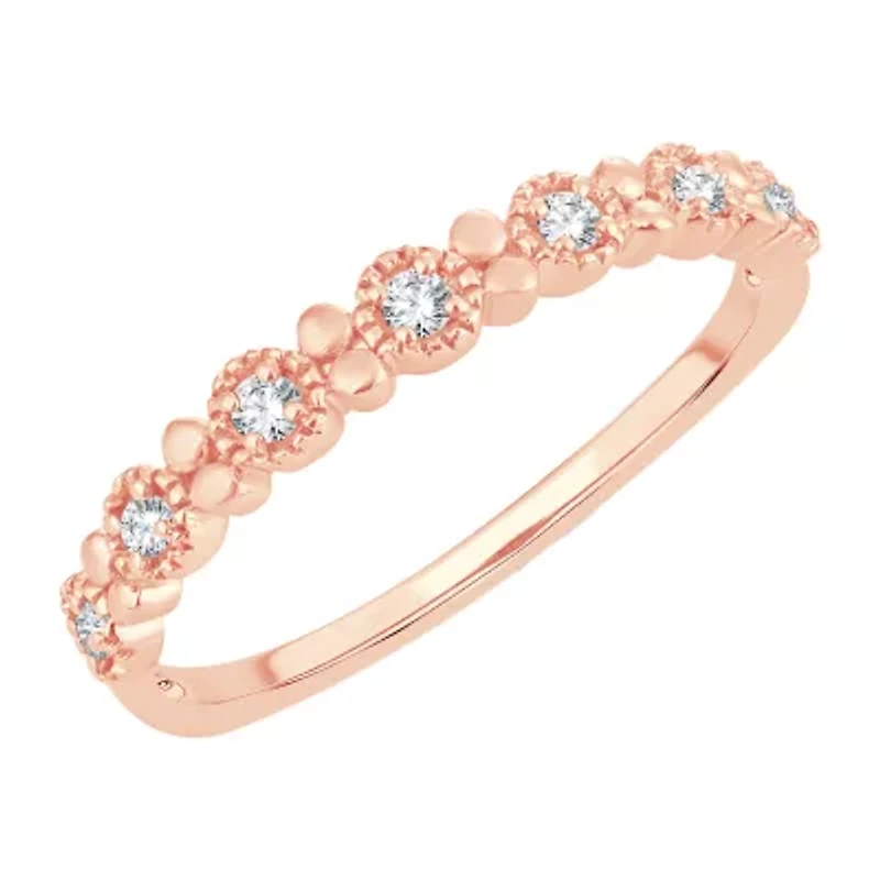 Womens 1/ CT. T.W. Natural White Diamond 10K Rose Gold Wedding Band