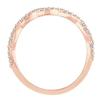 Womens 1/6 CT. T.W. Natural White Diamond 10K Rose Gold Crossover Wedding Band