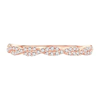 Womens 1/6 CT. T.W. Natural White Diamond 10K Rose Gold Crossover Wedding Band
