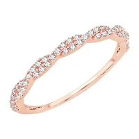 Womens 1/6 CT. T.W. Natural White Diamond 10K Rose Gold Crossover Wedding Band