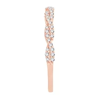 Womens 1/6 CT. T.W. Natural White Diamond 10K Rose Gold Crossover Wedding Band