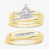 3PC His and Hers Trio Wedding Set Featuring 1/ CT.T.W. Natural Diamond Womens Bridal Set and Mens Wedding Band in 10K or 14K Two Tone Gold