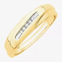 3PC His and Hers Trio Wedding Set Featuring 1/ CT.T.W. Natural Diamond Womens Bridal Set and Mens Wedding Band in 10K or 14K Two Tone Gold