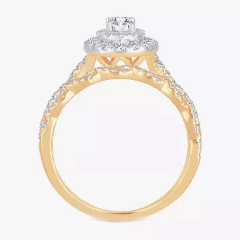 Womens 1 CT.T.W. Natural Diamond 10K or 14K Gold Oval Halo Bridal Set