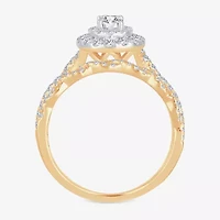 Womens 1 CT.T.W. Natural Diamond 10K or 14K Gold Oval Halo Bridal Set