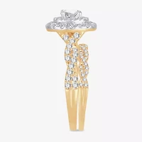 Womens 1 CT.T.W. Natural Diamond 10K or 14K Gold Oval Halo Bridal Set