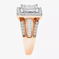 Womens 2 CT. T.W. Natural White Diamond 10K Rose Gold Halo Engagement Ring