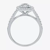 (H-I / Si1-Si2) Womens 1 CT. T.W. Lab Grown White Diamond 10K Gold Cushion Side Stone Halo Bridal Set