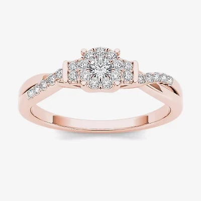 1/4 CT.T.W. Natural Diamond 10K Rose Gold Engagement Ring