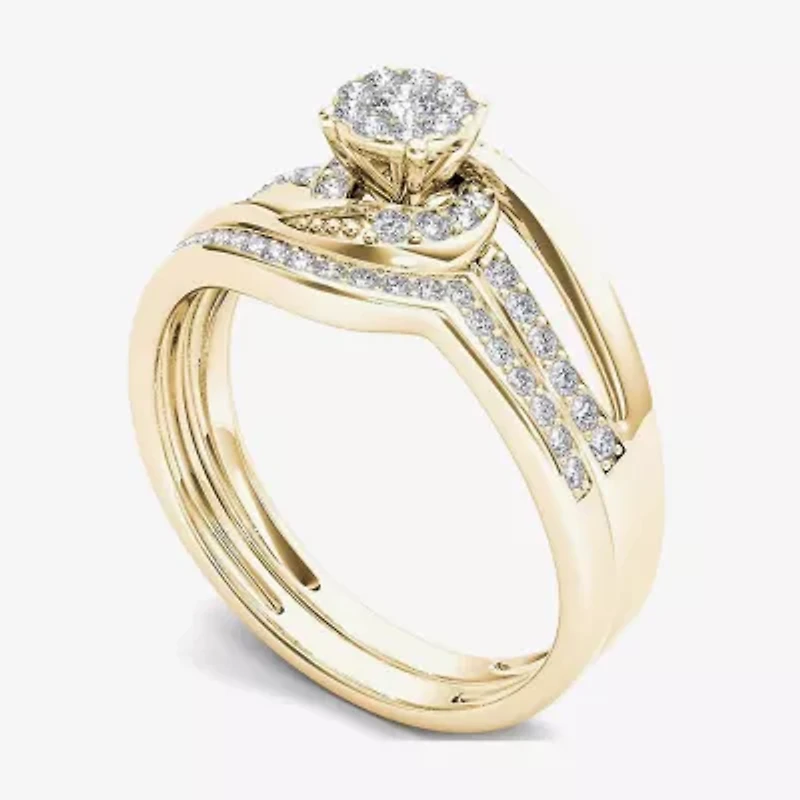 1/3 CT.T.W. Natural Diamond 10K Yellow Gold Bridal Set