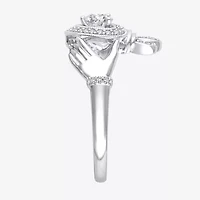 Womens 1/2 CT. T.W. Natural White Diamond 10K Gold Claddagh Halo Bridal Set