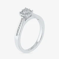 Promise My Love Womens Diamond Accent Natural White Sterling Silver Round Side Stone Halo Ring