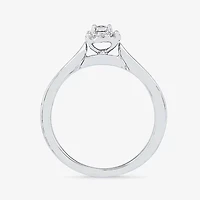 Promise My Love Womens Diamond Accent Natural White Sterling Silver Round Side Stone Halo Ring