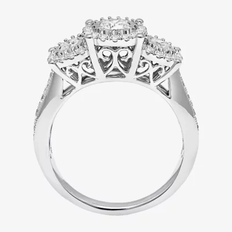 (I / SI2) Love Lives Forever Womens 1 CT. T.W. Lab Grown White Diamond 10K or 14K Gold Round 3-Stone Engagement Ring