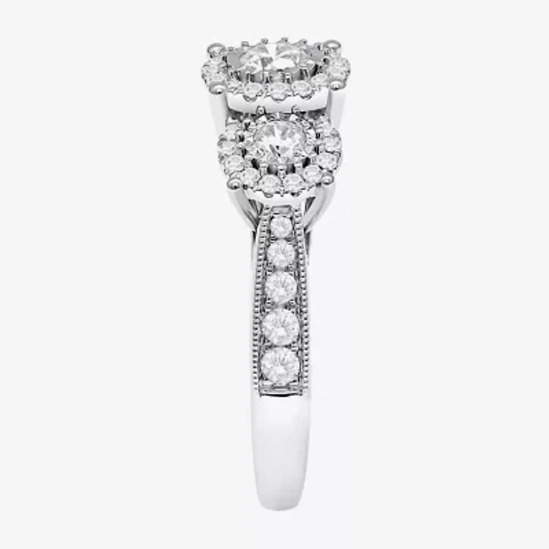 (I / SI2) Love Lives Forever Womens 1 CT. T.W. Lab Grown White Diamond 10K or 14K Gold Round 3-Stone Engagement Ring