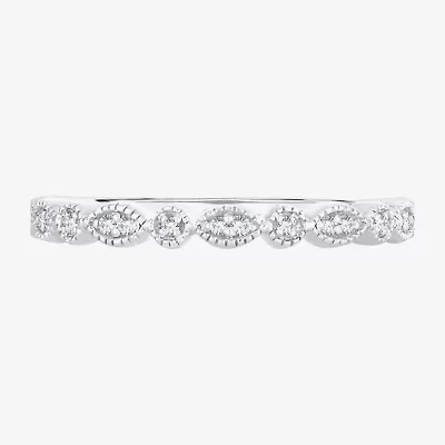 Womens Diamond Accent Natural White 10K Gold Wedding Band