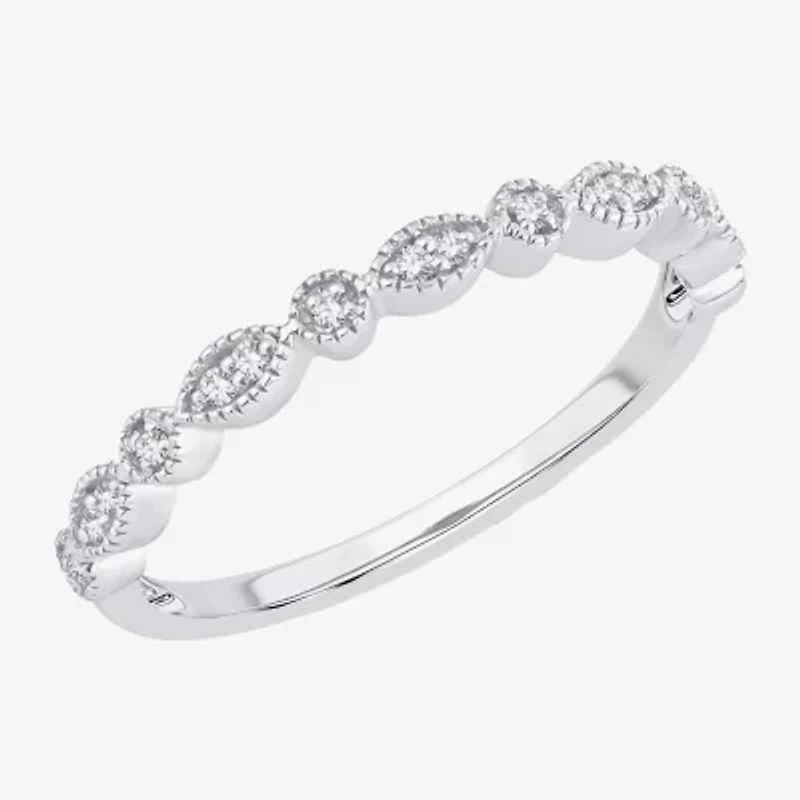 Womens Diamond Accent Natural White 10K Gold Wedding Band