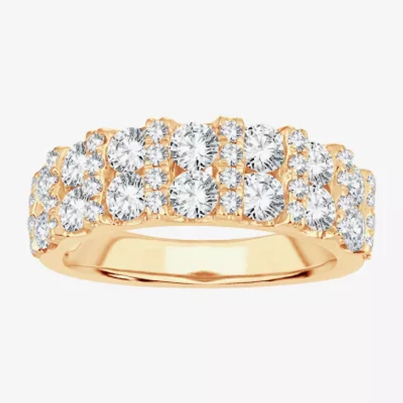 Womens 2 CT. T.W. Natural White Diamond 10K Gold Anniversary Wedding Band