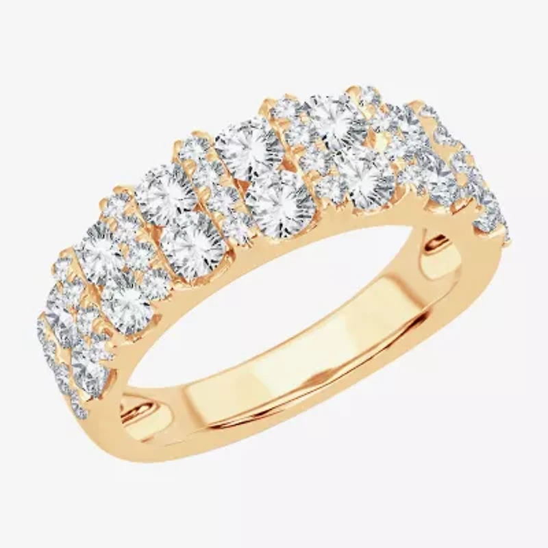 Womens 2 CT. T.W. Natural White Diamond 10K Gold Anniversary Wedding Band