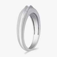 Womens 5.5MM Diamond Accent Natural White Sterling Silver Wedding Band