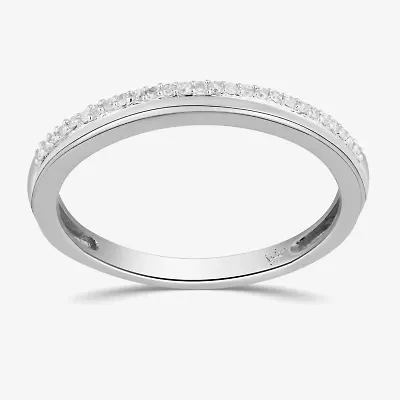 Womens 5.5MM Diamond Accent Natural White Sterling Silver Wedding Band