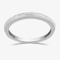 Womens 5.5MM Diamond Accent Natural White Sterling Silver Wedding Band