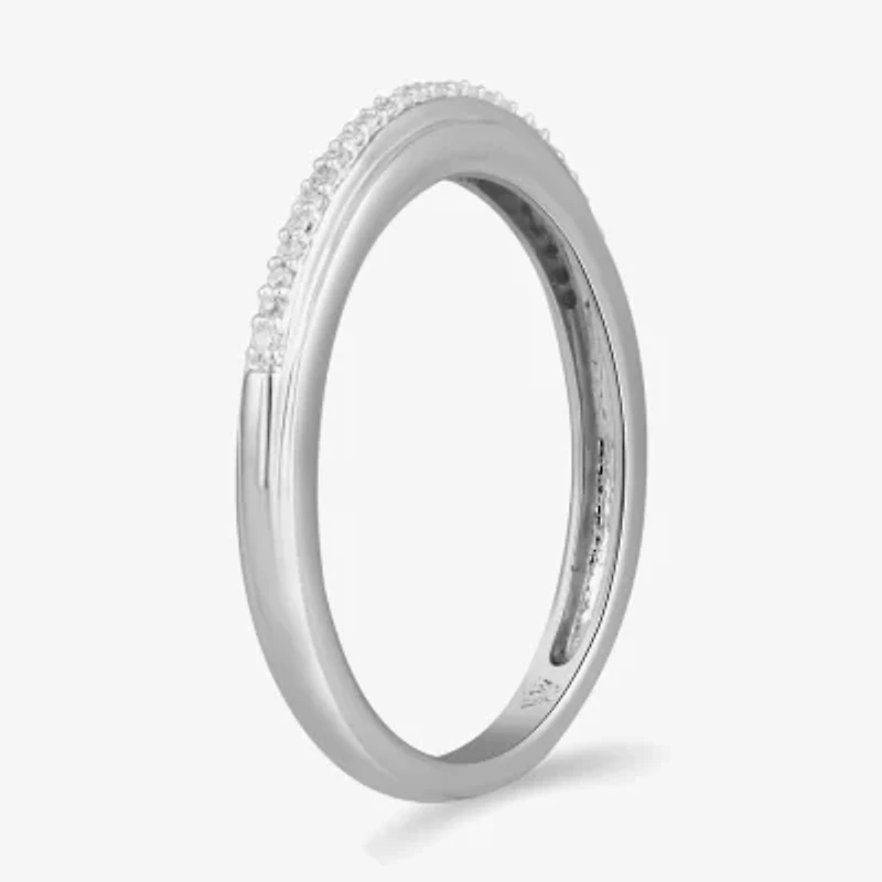 Womens 5.5MM Diamond Accent Natural White Sterling Silver Wedding Band