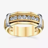 Mens 7.5MM 1/4 CT. T.W. Natural White Diamond 10K Two Tone Gold Wedding Band