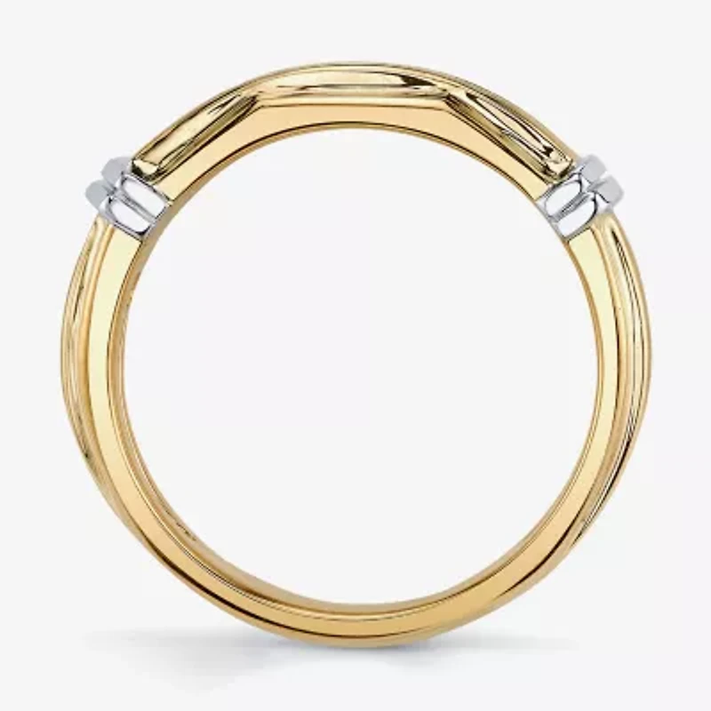 Mens 7.5MM 1/4 CT. T.W. Natural White Diamond 10K Two Tone Gold Wedding Band