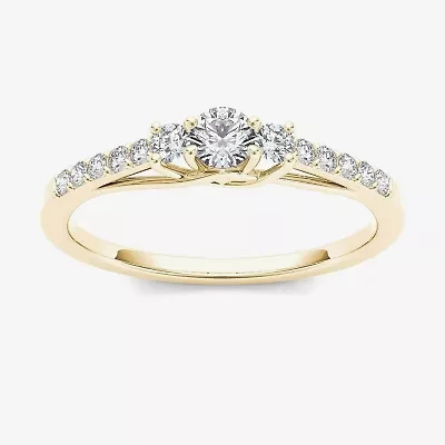 1/3 CT.T.W. Natural Diamond 10K Yellow Gold 3-Stone Engagement Ring
