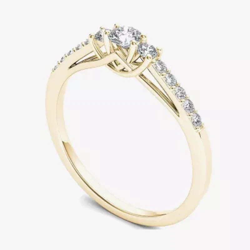1/3 CT.T.W. Natural Diamond 10K Yellow Gold 3-Stone Engagement Ring