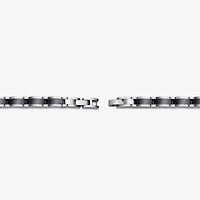 Mens Stainless Steel and Black Ceramic Link Bracelet