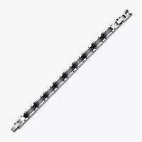 Mens Stainless Steel and Black Ceramic Link Bracelet