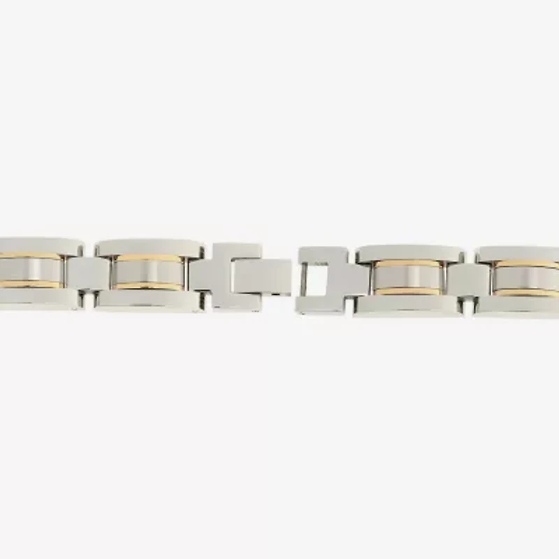 Mens Stainless Steel with Gold-Tone IP Link Bracelet