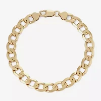 Mens 18K Yellow Gold Over Silver 9", 9.7mm Curb Chain Bracelet