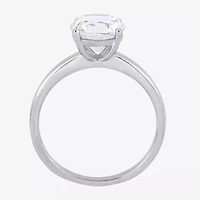 Modern Bride Gemstone Womens Lab Created White Sapphire 10K Gold Round Solitaire Engagement Ring