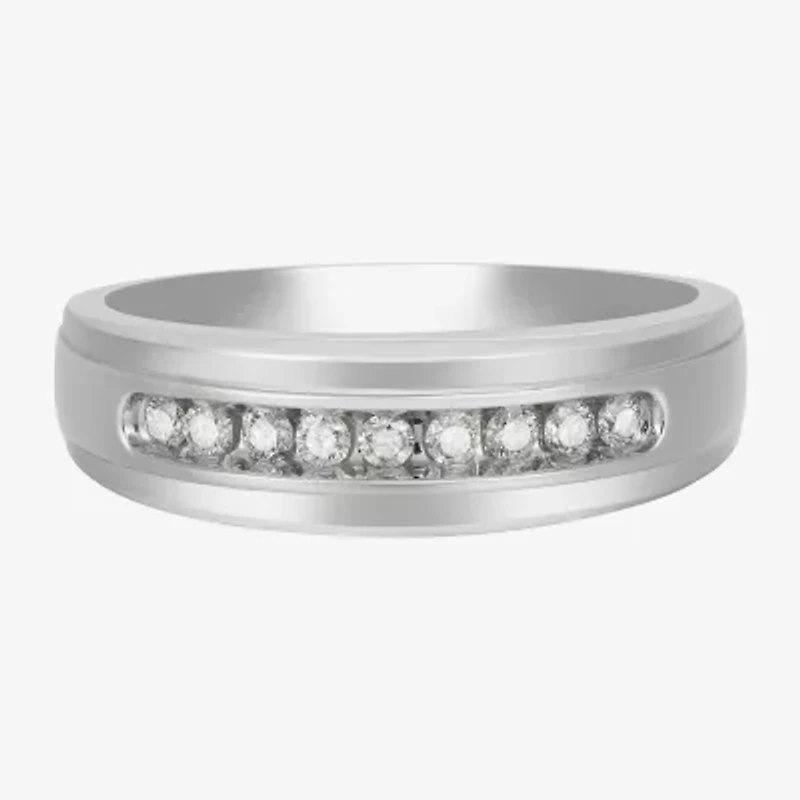 Mens 7MM 1/4 CT. T.W. Natural White Diamond 10K Gold Wedding Band