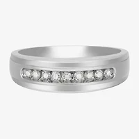 Mens 7MM 1/4 CT. T.W. Natural White Diamond 10K Gold Wedding Band